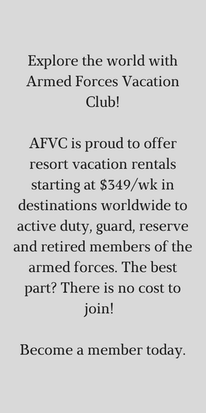 Explore the world with Armed Forces Vacation Club! AFVC is proud to offer resort vacation rentals starting at $3492Fwk in destinations worldwide to active duty, guard, reserve and retired members of the armed forces.  (2).png